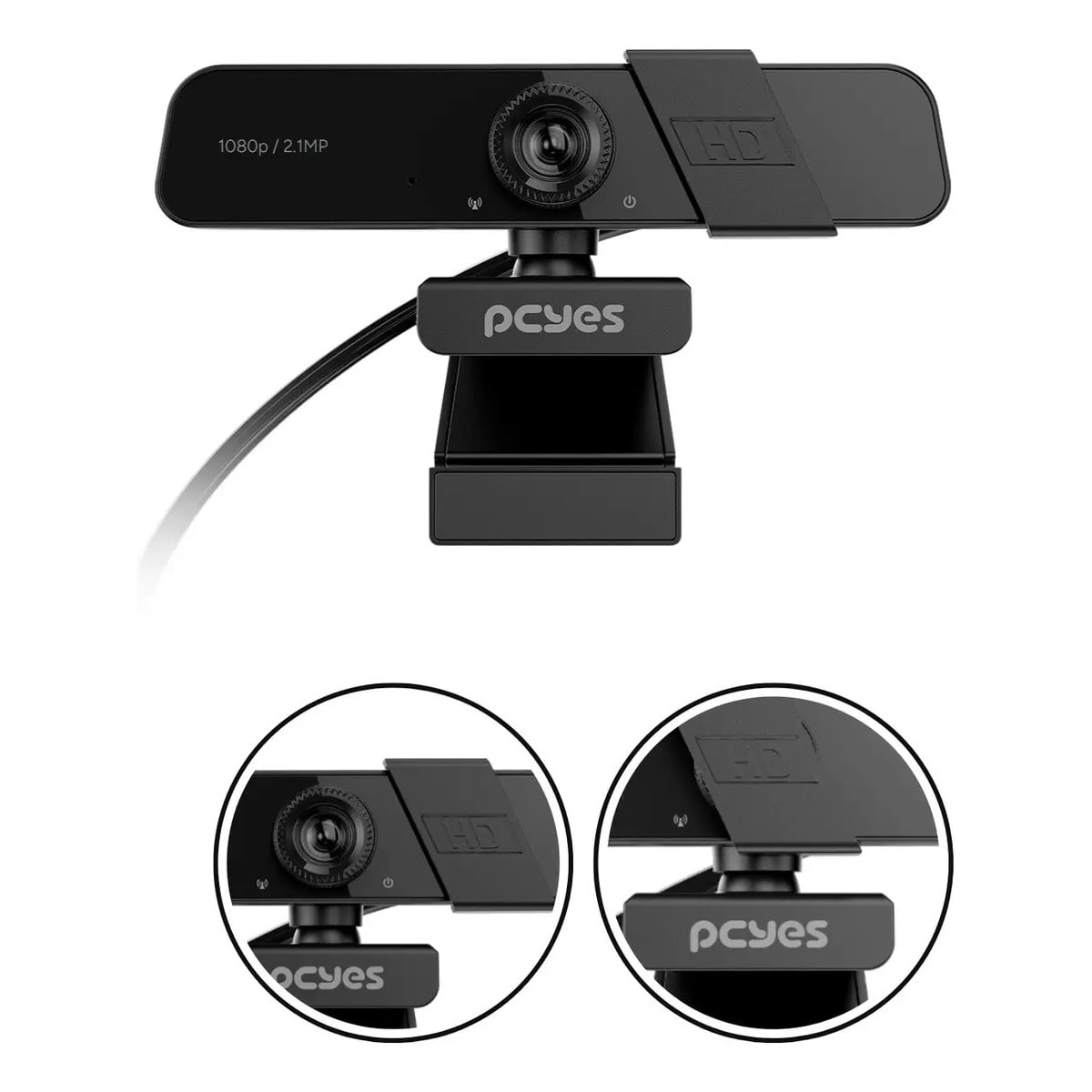 Webcam PCYES Raza Full HD 1080p com Microfone USB