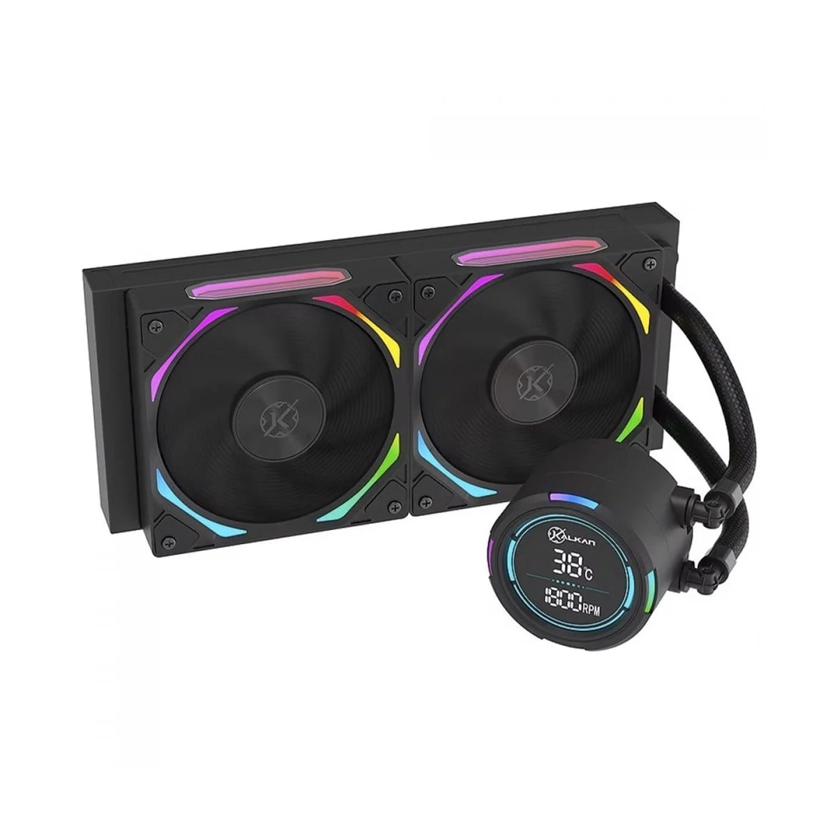 Water Cooler Kalkan Delta V2 240mm ARGB com Display LCD Intel e AMD Preto KLK00066