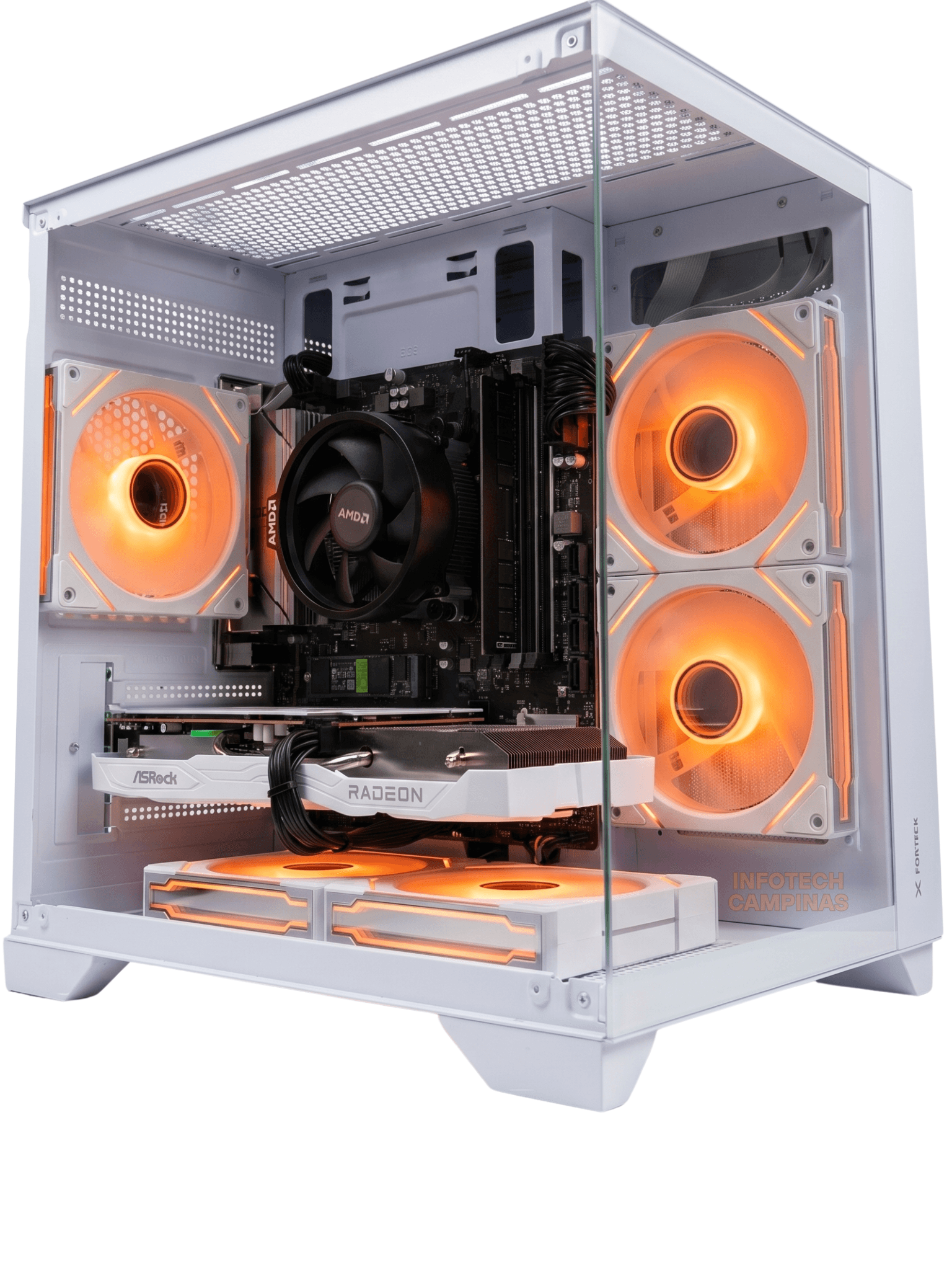 PC Gamer Aquário Branco Ryzen 5 5500, RX 6600 8GB, 16GB RAM, SSD NVMe 1TB, Windows 11 Pro