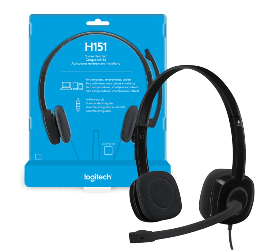 Headset com fio Logitech H151 com Microfone com Redução de Ruído e Conexão 3,5mm BT 1 UN
